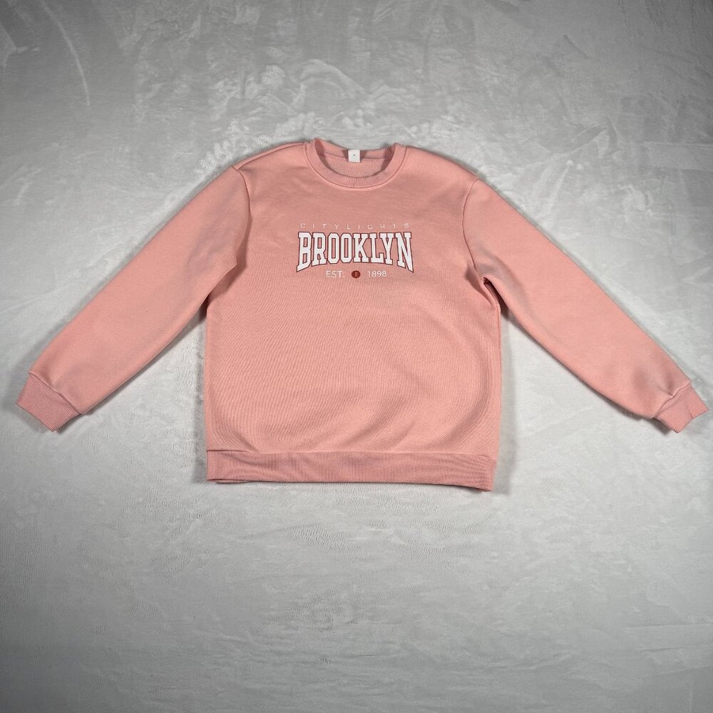 Shein Sweater Girl Size 11-12 Y Pink Long Sleeve Crew Neck Stretch Comfort